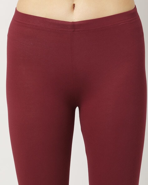 Avia Womens Ankle Leggings Maroon/Burgundy Color Block Mid Rise Stretch L  12-14