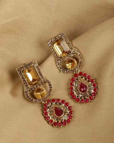 American Diamond Gold Plated Studded Earring - Latest Design Earrings –  Niscka