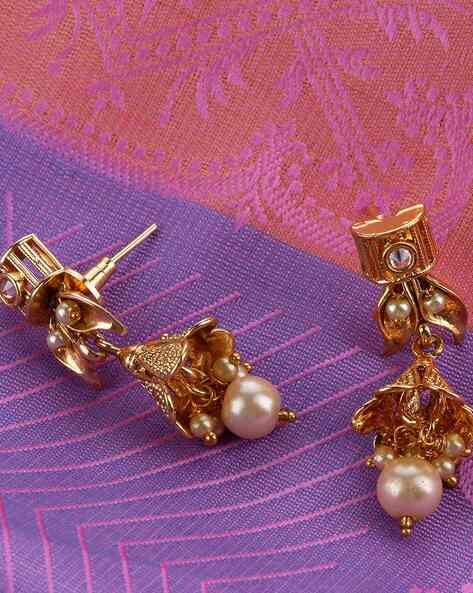 Buy RG Jewellers Ethnic Long Latkan Earrings Set Jhumka For Women and Girls  (Peach) at Amazon.in