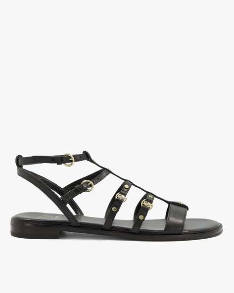 Black and white strappy sandals new arrivals