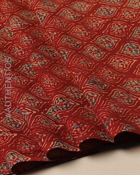 Ajrakh Cotton Semi Natural Dye Screen Print Kantha Work Dress Material –  ETHNICS OF KUTCH