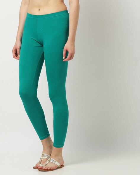 Buy Peacock Green Leggings for Women by Go Colors Online Ajio