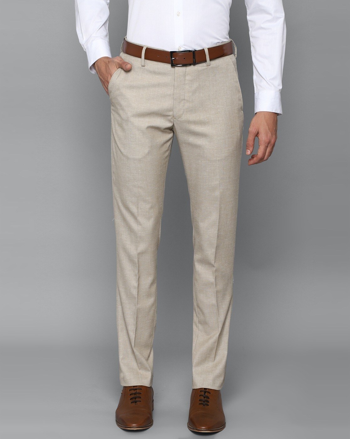 Louis Philippe Formal Trousers : Buy Louis Philippe Beige Trousers Online