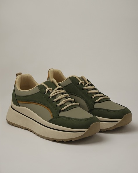 Olive green cheap platform sneakers