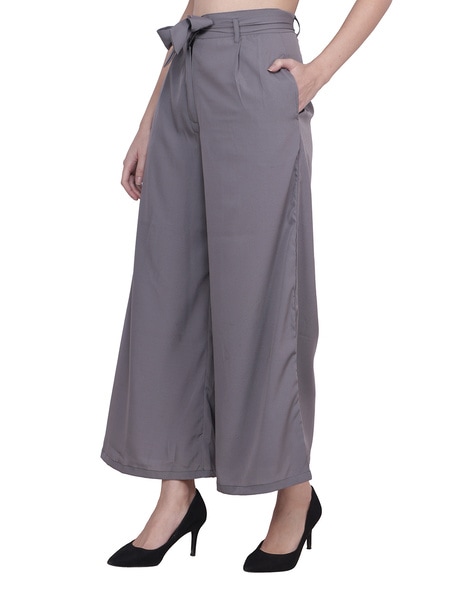 Pants for Women Trendy Smocked High Waist Wide Leg Lounge Palazzo Pant  Colorblock Print Loose Foldover Trousers (Medium, Gray 01) - Walmart.com