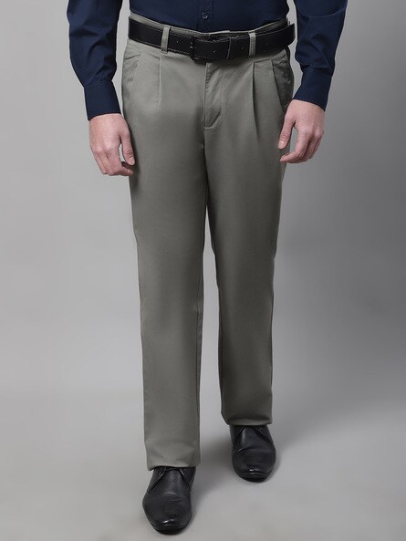 Cantabil Men's Dark Grey Formal Trousers
