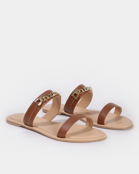 Lauren Lorraine CHAN: Chic Flat Sandals with Gold Chain Link