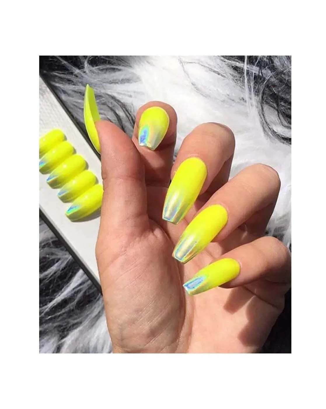 Neon Yellow French Tip Nails | French tip gel nails, French tip acrylic  nails, French tip nails