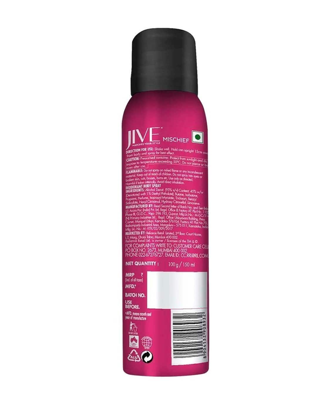 Buy Multicoloured Deodorants Body Sprays for Women by jive