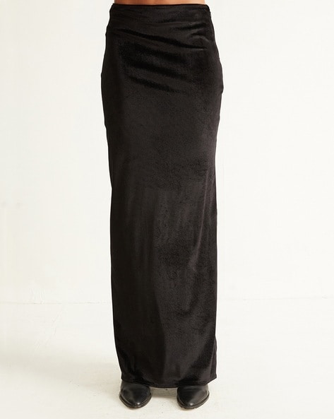 Black Women Long Velvet Skirt Fishtail A-line Bodycon High Waist Velour  Winter | eBay