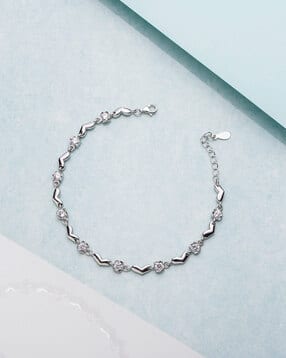 zavya Sterling Silver Stone-Studded Link Bracelet-picture-28