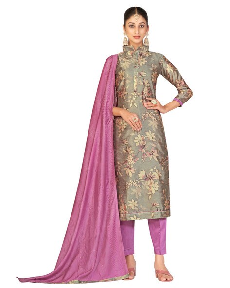Floral Embroidered Dress Material Price in India