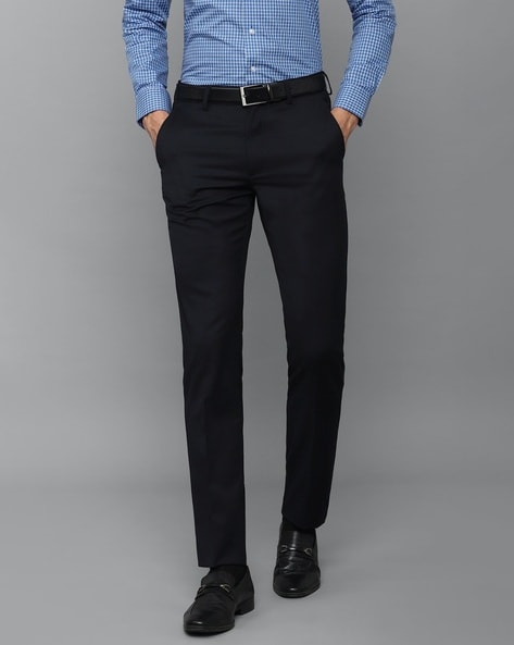 Buy Louis Philippe Men Grey Slim Formal Trousers Online