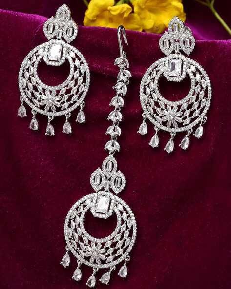 Buy Morning Star Oxidised Silver Maang Tikka Earrings Jhumki Fashion  Jewellery For Girls And Women at Amazon.in