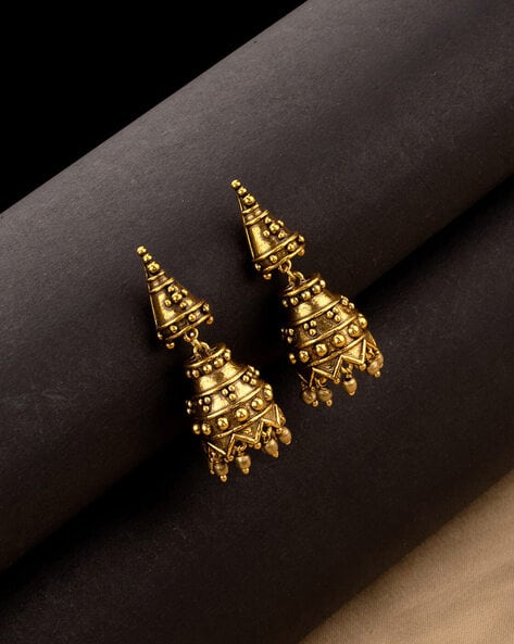 Temple Jewellery Earrings -Jhumkas in 22K Gold -Indian Gold Jewelry -Buy  Online