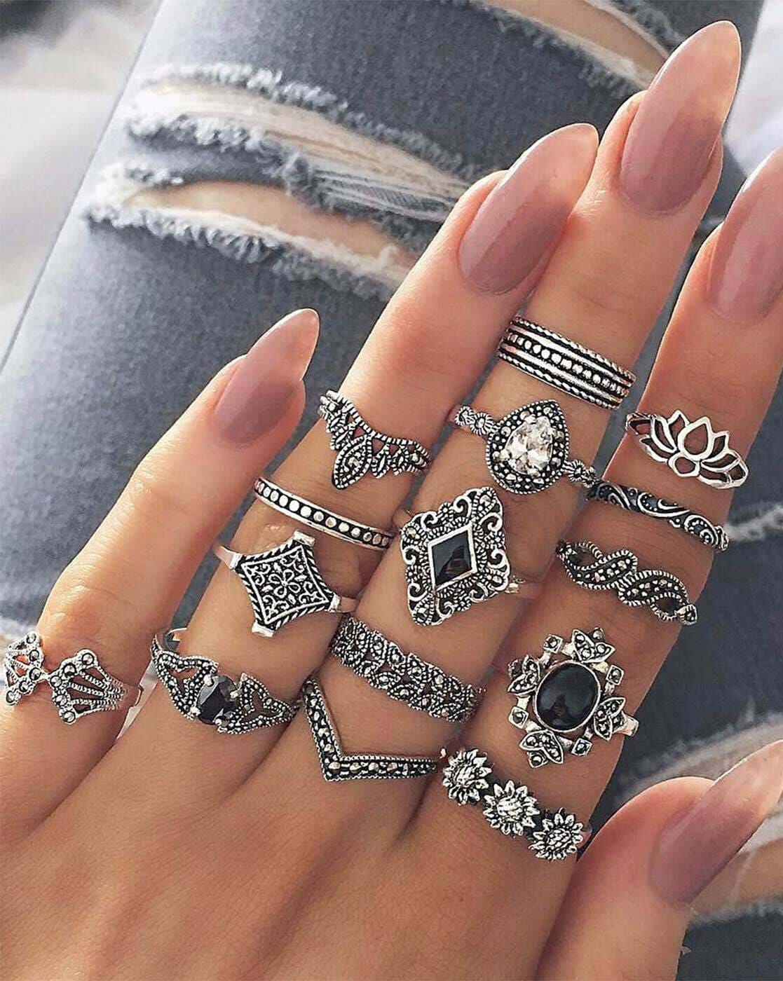 6pcs/set Korean Fashion Metal Retro Ring Set Personalized Diamond Finger  Ring Women Jewelry Accessories – the best products in the Joom Geek online  store