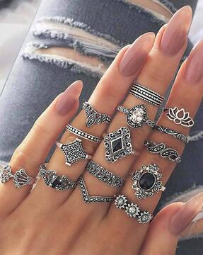 2023 Fashion Women Boho Retro Color Silver Finger Knuckle Rings Set Jewelry  Gift | eBay