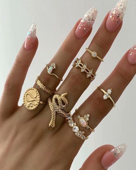 Buy Gold-Toned Rings for Women by Shining Diva Online - Main Image