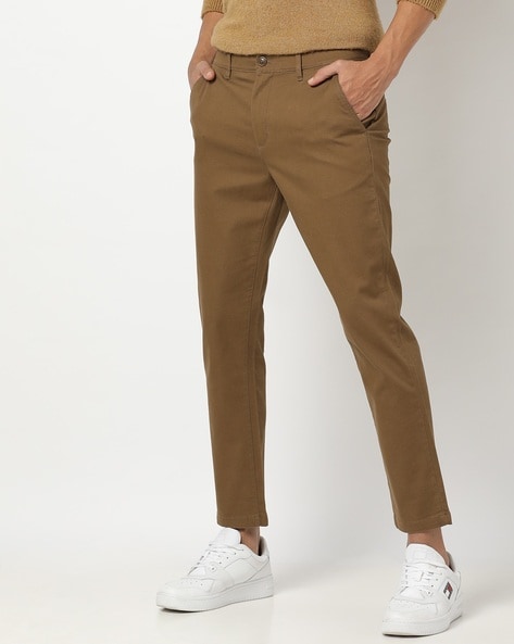 Buy Slim Fit Cropped Chino Pants with Slip Pockets Online at Best Prices in  India  JioMart