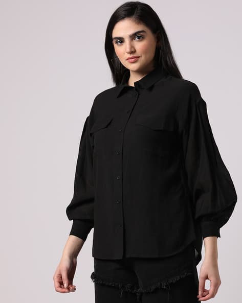 Buda Jeans Co Shirt with High-Low Hem
