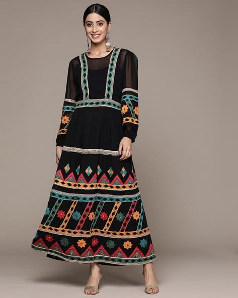green emerald velvet dress Buy Label RITU KUMAR Black Embroidered Dress at Amazon.in