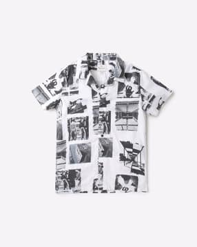 pepe jeans Graphic Print Shirt with Camp Collar-picture-23