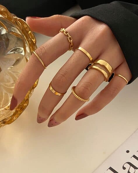 Set Of 4 Snake Knuckle Rings For Women & Girls - Boho Style, Metal, No Gemstone, One Size Fits All