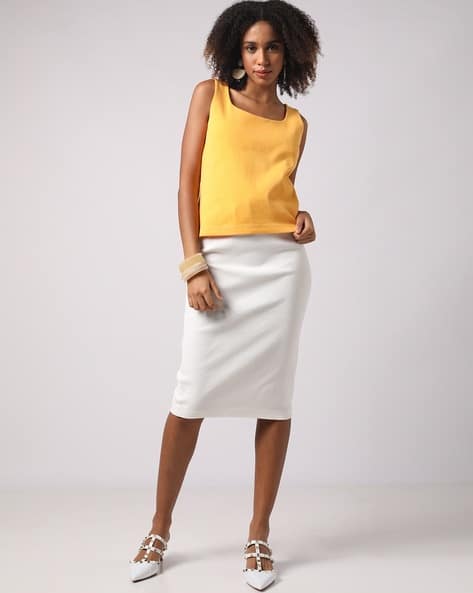 Encrustd Straight Skirt with Drawstring Fastening
