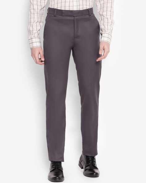 Formal Trousers- Grey Front Pleated Formal Pants for Men Online | Powerlook