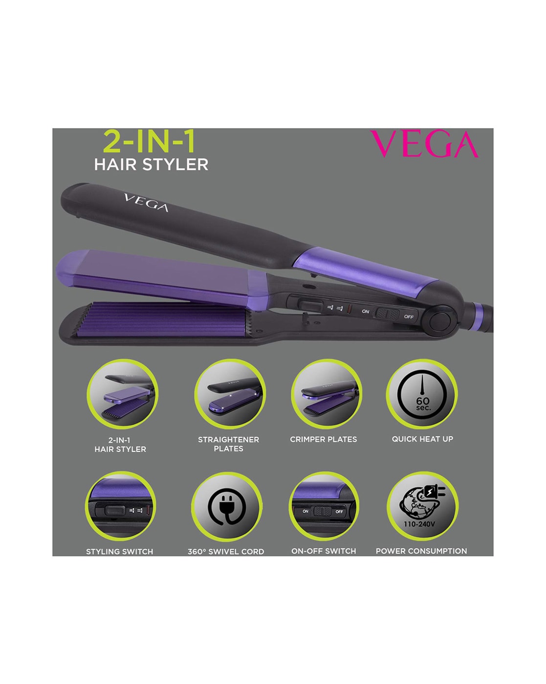 Vega hair straightener 2024 2 in 1