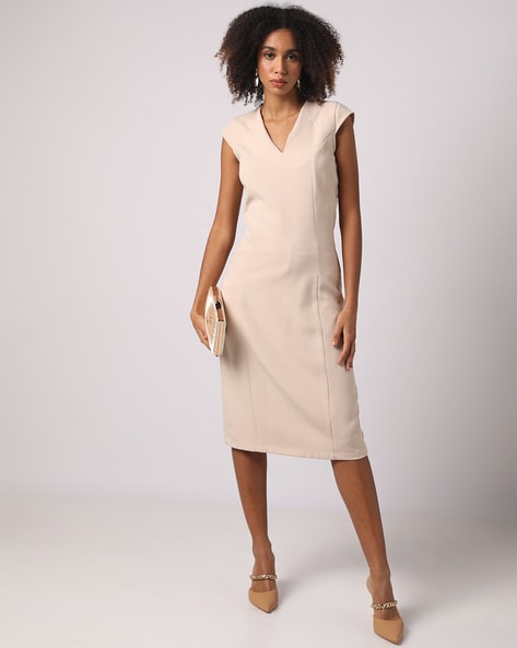 Beige clearance sheath dress