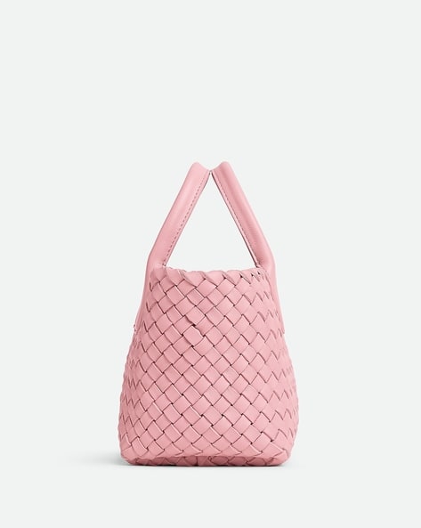 ハンドバッグ BOTTEGA VENETA PINK LEATHER MINI CABAT HANDBAG Bottega Veneta Cabat Mini Ribbon Pink Intreccio Leather Tote