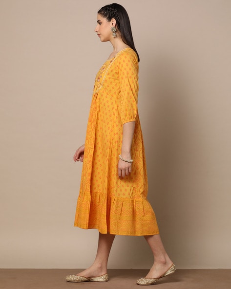 Mustard yellow outlet fitted dress