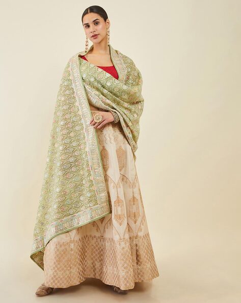 Leaf Hand Embroidered Dupatta Price in India