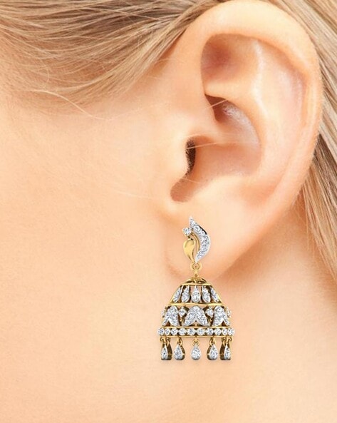 The Sparkle Silver Jhumkas - buy latest Diamond Jhumka designs online at  best price — KO Jewellery