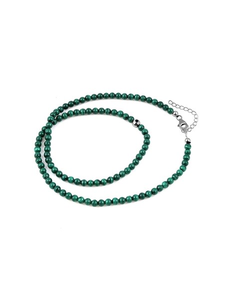 187.5 Ct. Created Malachite Beaded Necklace in Silver Tone 18 Inches -  6019576 - TJC