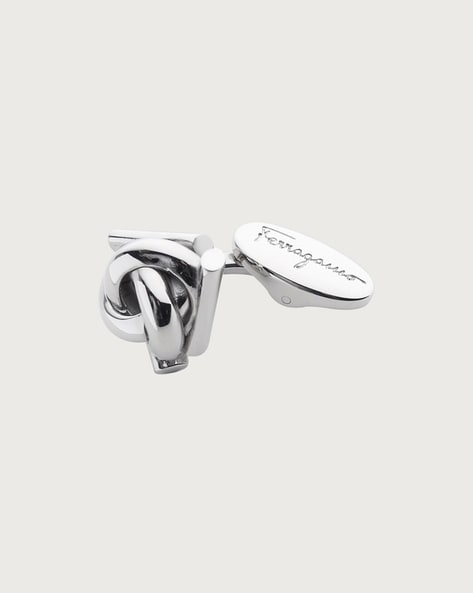 Salvatore Ferragamo silver double gancini top cufflinks