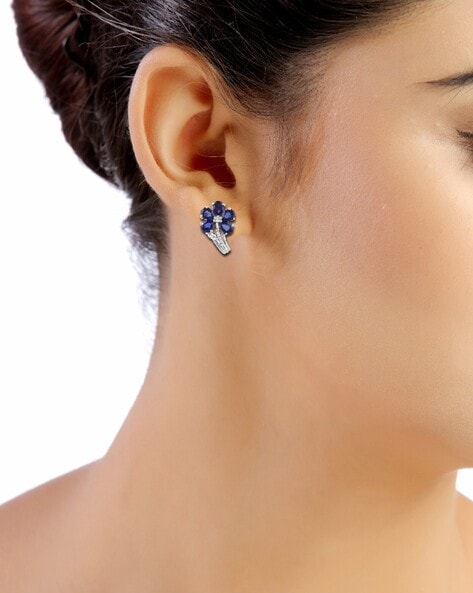 18k White Gold Leverback Earrings for Women - Sapphire Earrings for  Sensitive Ear - Great Gift Idea for Every Occasion - Walmart.com