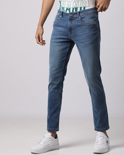 Slim Tapered Mid-Wash Jeans