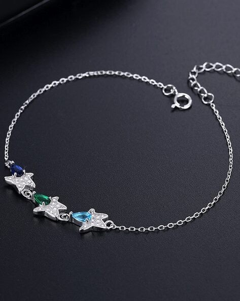 925 Sterling Silver Stone-Studded Link Bracelet