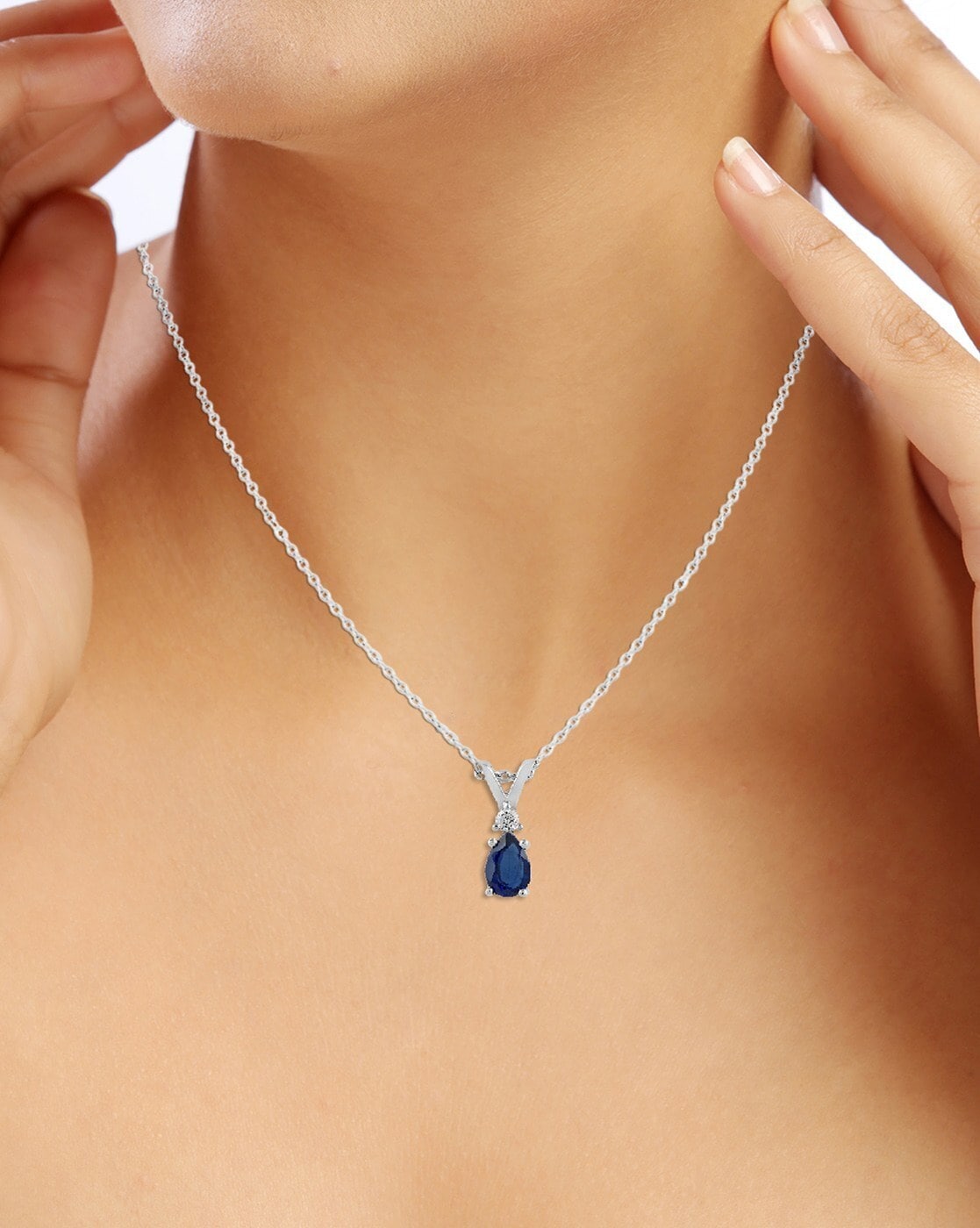 Blue Sapphire Necklace 925 Sterling Silver, Crystal Necklace, Layered  Necklace, Birthday Gift, Everyday Jewelry, Simple Necklace, Minimalist -  Etsy