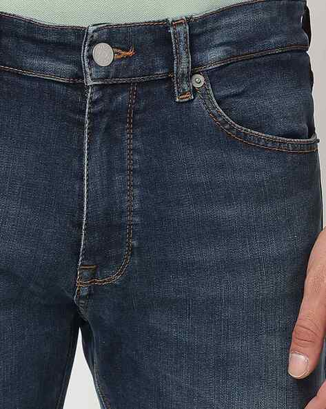 BOSS - Regular-fit jeans in marbled-indigo comfort-stretch denim