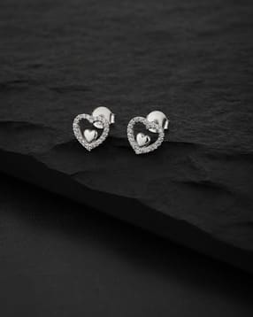 vanbelle 925 Sterling Silver Zirconia-Studded Rhodium-Plated Stud Earrings VANE378-picture-20