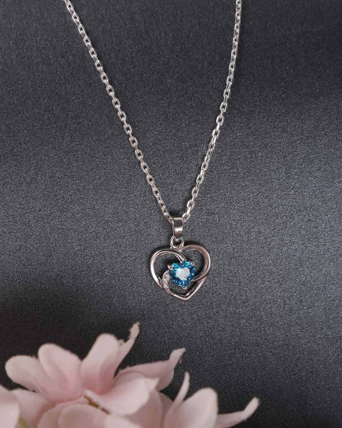 Buy TEEJH Niranjana Light Blue Stone Silver Oxidized Necklace Set For Women  at Amazon.in