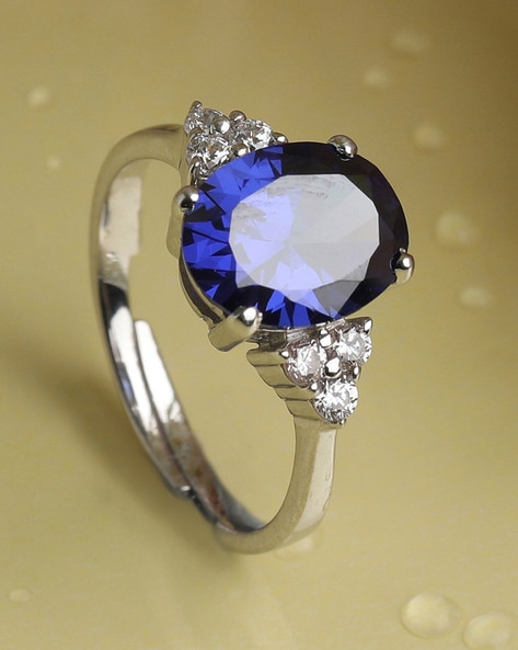 Blue & White Lab-Created Sapphire Ring 10K White Gold | Jared