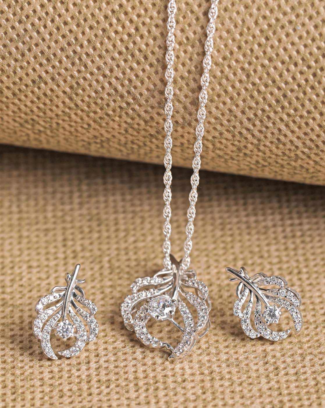 Dual Tone American Diamond Necklace | CZ Jewellery Necklace Set – Putstyle
