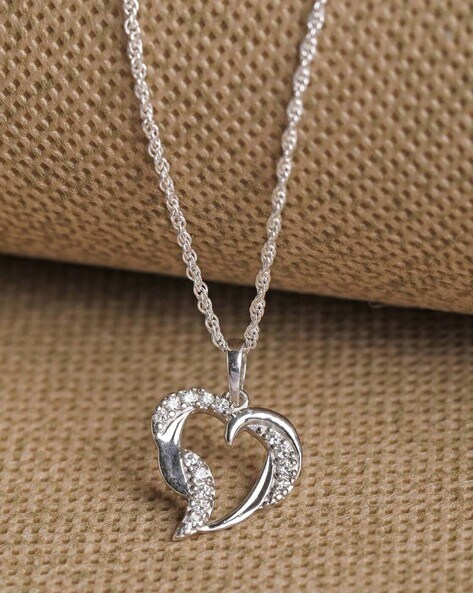 Sterling Silver Heart Pendant Necklace - Cornish Glass Art