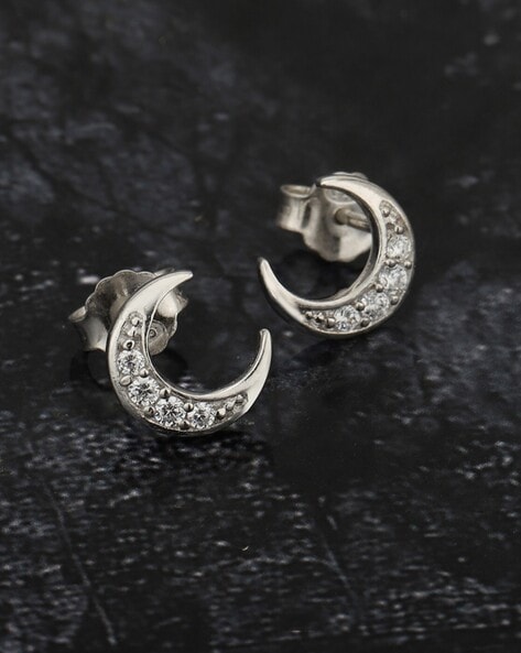 Platinum Finish Silver CZ Earring  Karizma Jewels