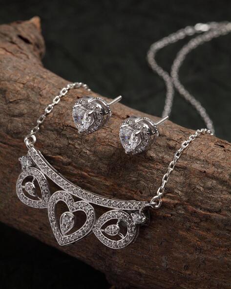 Silver Garnet Necklace Earrings - REMIjewels Vintage Jewelry