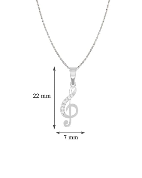 Silver Pearled Music Note Necklace With Name and Music Note Pendants for  Names